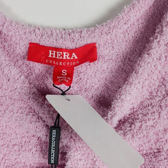 Hera Pink Cut Out Sweater Dress Boucle Bodycon Stretch Long Sleeves Size S NWT - Picture 4 of 9